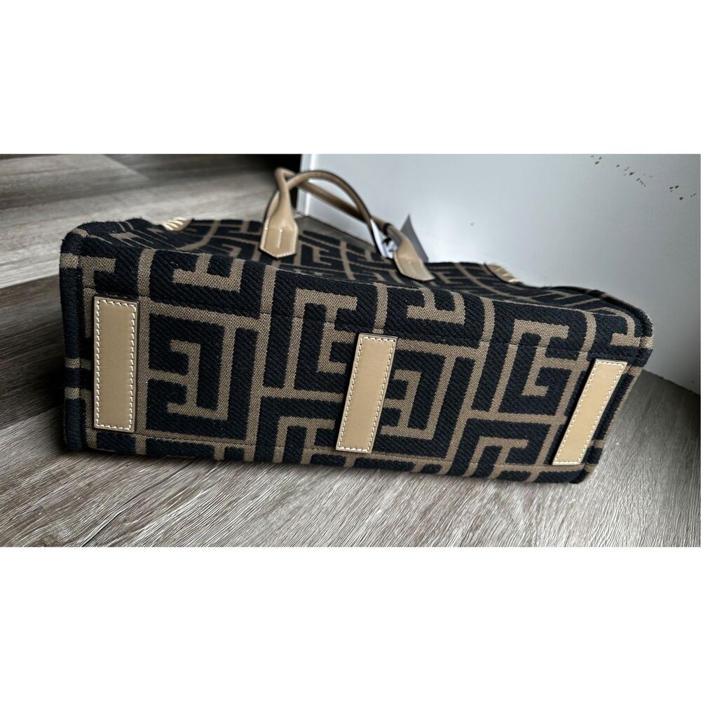 BALMAIN Khaki & Black B-Army 36 Monogram Jacquard Tote $1495 - Picture 13 of 13